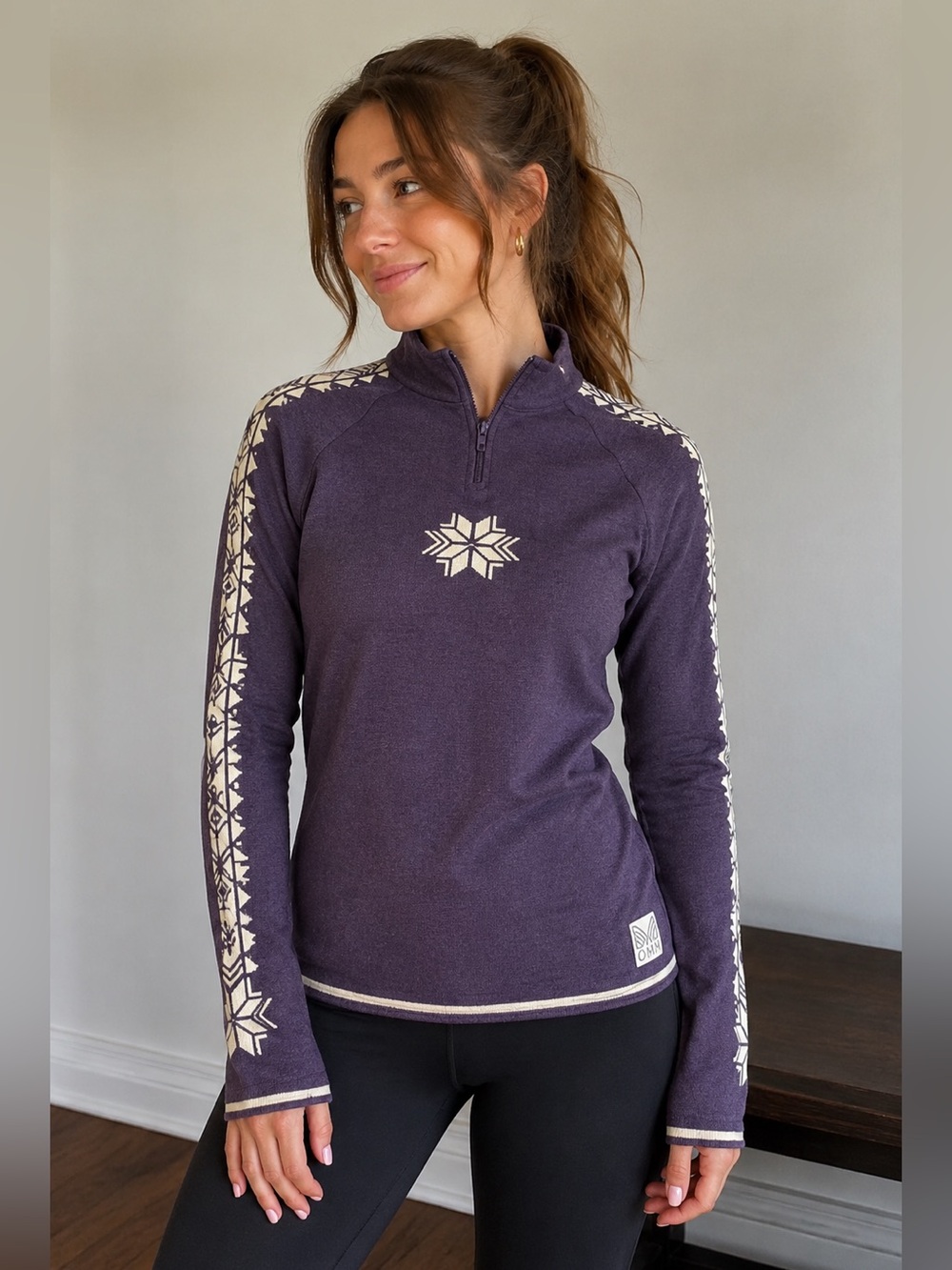 Dale of Norway Sweater Nordic Women's Medium Plum Merino Wool 1/4 Zip Pullover